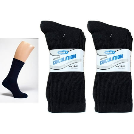 6 Pair Diabetic Crew Circulation Socks Health Support Mens Loose Fit 10-13