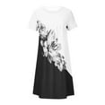 thumbnail image 4 of JINMGG Summer Dresses 2024, Dresses for Women 2024 Women's Summer Bohemian Print Short Sleeve Beach Dress Knee Length Dress Black S, 4 of 5