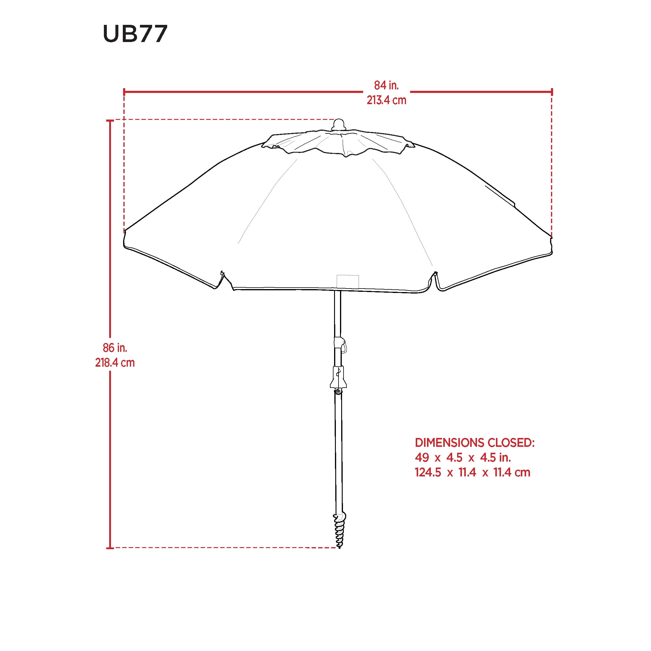 1 New Rio Brands 7' UPF 50+ Beach Umbrella with Integrated Sand Anchor, Multicolor