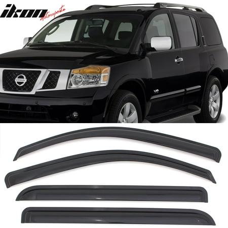 Nissan Windshield Visor - Compatible with 04-16 Nissan Armada Acrylic Window Visors 4Pc Set