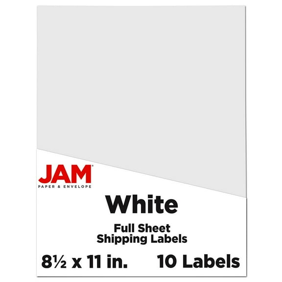JAM Paper Full Page Labels, 8.5 x 11, White, 10 per Pack