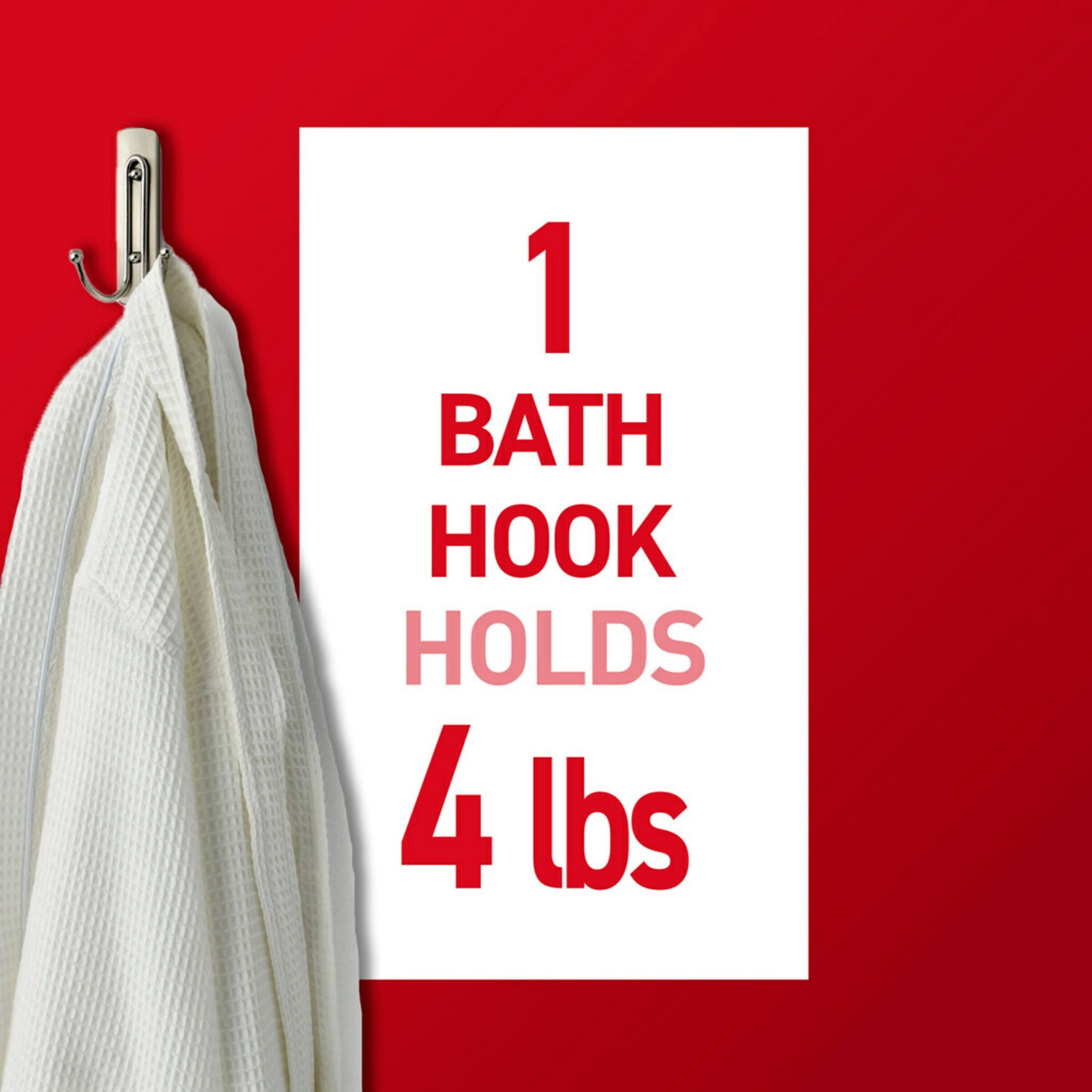Command Bath Large Satin Nickel Double Hooks, 2pk