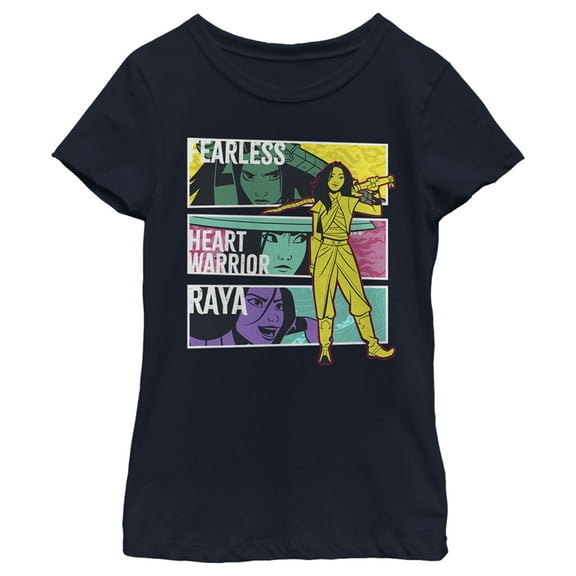Girl's Raya and the Last Dragon Fearless Heart Warrior Raya Graphic Tee Navy Blue X Large