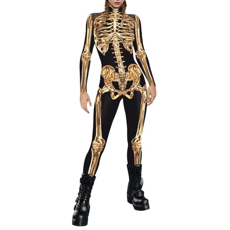 Women s Printed Festival Jumpsuit Sexy Long Sleeve Slim Fit Bodysuit Novelty Party Clubwear One Piece Romper Outfit Black L