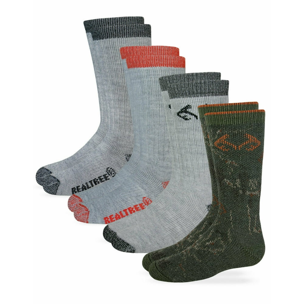Realtree Realtree Boys Socks, 4 Pair Merino Wool Camo Multi Kids