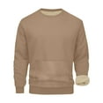 thumbnail image 4 of Men's Sherpa Sweatshirt Warm Fleece Lined Solid Color Sweatshirts Heavyweight Long Sleeve Winter Pullover Tops Khaki XL, 4 of 7