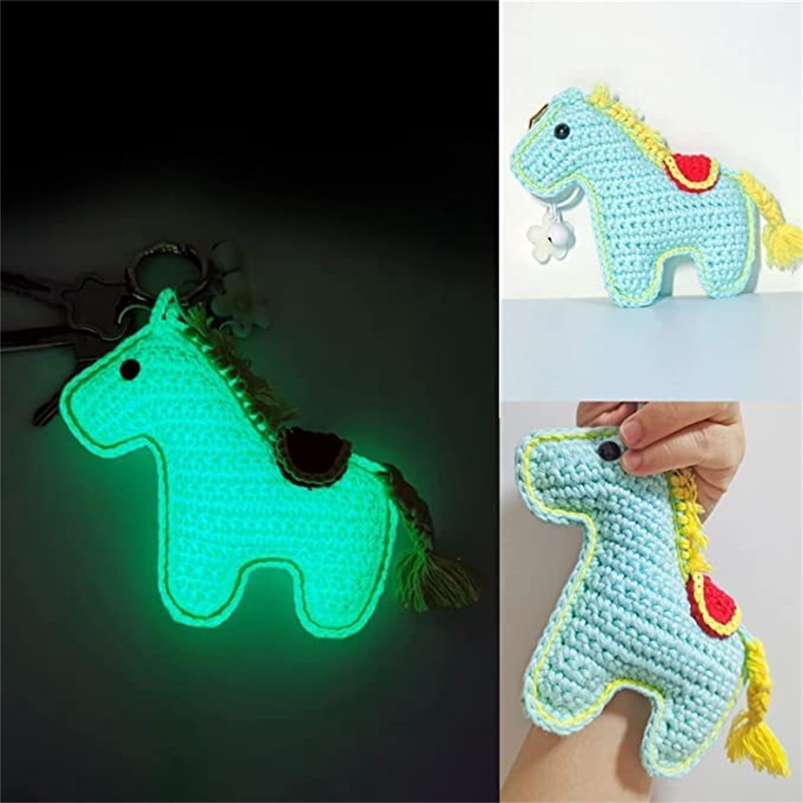 5 Pcs Glow in The Dark Yarn, Sewing Supplies,(55yd )for Crocheting for DIY Arts, Crafts & Sewing Beginners Glow in The Dark Party (White Lemon Yellow Light Blue Light Green Green)