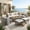 Gray+Beige, variant on 6-Piece Outdoor Patio Seating Set with Ottomans, Steel Frame Sofa & Acacia Wood Coffee Table, Brown Cushions