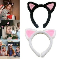 Cat Ears Headband 2-Pack â Plush Fuzzy Hairbands for ,Makeup,Yoga,and Photo Props for Adults and Kids