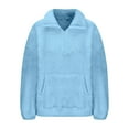 thumbnail image 3 of MaFYtyTPR Women's Winter Fleece Coats Fashion Long Sleeve Oversized Half Zip Soft Pullover Sweatshirts Top With Pockets Light Blue XXL, 3 of 4