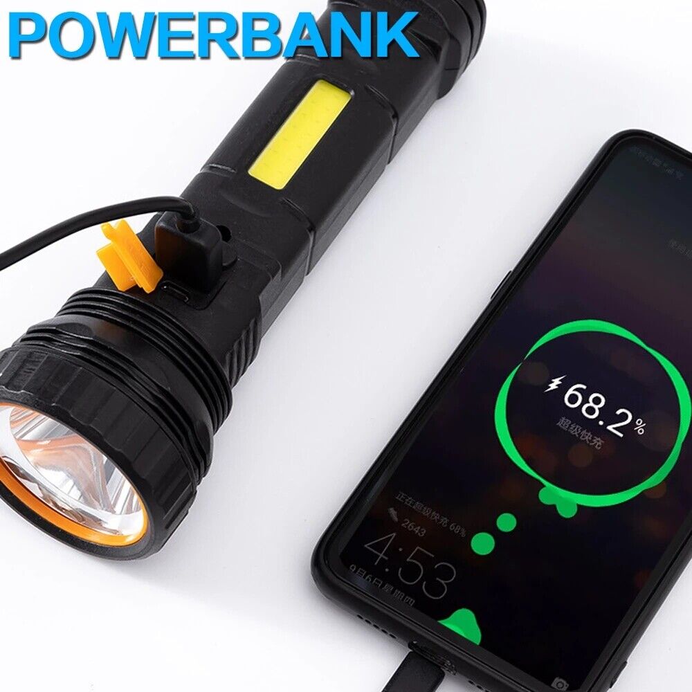 LED Rechargeable, Super Bright, 3 Modes Handheld Outdoor, Power Bank, Long Distance Spot for Camping Hiking Climbing Fishing