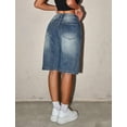 thumbnail image 2 of OYYN Girls Bermuda Jean Shorts Casual Summer Vintage Mid Waisted Straight Leg Denim Shorts, 2 of 6