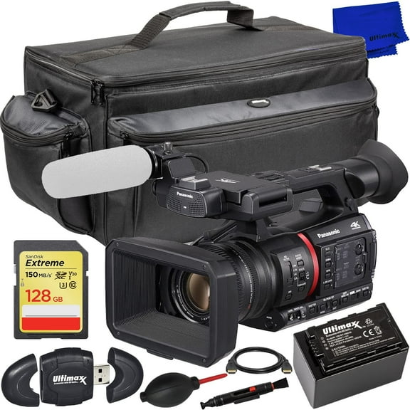 Panasonic AG-CX350 4K Camcorder - Bundle Includes: SanDisk 128GB Extreme, Extra Large Gadget Bag/Case, Replacement Battery for Panasonic VBD58 6000mAh & Much More (9pc Bundle)