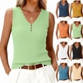 thumbnail image 2 of Womens Sleeveless Sweater Vest V Neck Button Down Casual Loose Knit Summer Trendy Tank Tops,Green S, 2 of 6