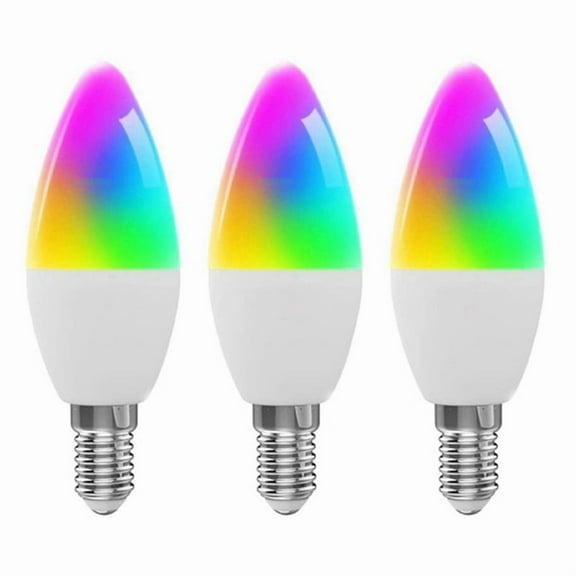 3X Tuya E14 Smart Bulb Dimmable Five-Way Spiral Candle Bulb WiFi RGB Bulb Remote Control and Voice Control 7W