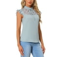thumbnail image 4 of INSPIRE CHIC Women's Elegant Cap Sleeve Tie Neck Ruffle Collar Tops, 4 of 5