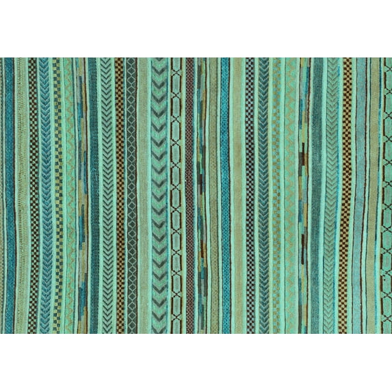 Ahgly Company Indoor Rectangle Abstract Light Blue Modern Area Rugs, 3' x 5'