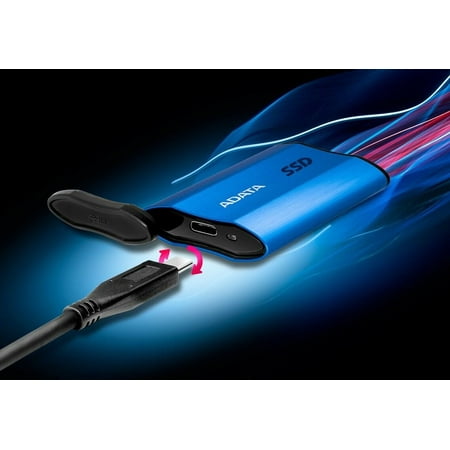 ADATA - SE800 1TB IP68 Rugged SuperSpeed External USB 3.2 Gen 2 USB-C Portable SSD - Blue