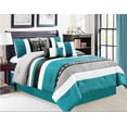 thumbnail image 1 of HGMart Bedding Comforter Set Bed In A Bag - 7 Piece Luxury Microfiber Striped Bedding Sets - Oversized Bedroom Comforters, King Size, Light Blue, 1 of 6
