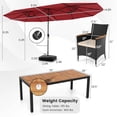 thumbnail image 3 of Gymax Ensemble de 11 Ensemble de Salle à Manger de Patio avec Parasol de Patio Double Face de 15 Pi (Base Incluse) Vin, 3 of 6