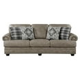 thumbnail image 2 of Benjara Jade 98 Inch Sofa, Taupe Brown Microfiber, 4 Pillows, Soft Cushions, Wood, 2 of 6