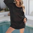 thumbnail image 5 of SELONE Swim Suit Coverup for Women Crochet Dresses Long Sleeve Cutout Bathing Suit Off Shoulder Ruffled Clothes Black M, 5 of 5