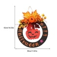 thumbnail image 2 of Bearachild Guirnalda de calabaza de Halloween, hojas de arce, conos de pino, calavera, aro de felicitación, cabeza de esqueleto de madera, colgador de Kits de decoración para fiestas Calabaza Bearachild HA069486-01, 2 of 6