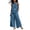 Blue 01, variant on 2 Piece Sets for Women 2-Piece Linen Blend Outfit, Smocked Ruffle Neck Sleeveless Top + Elastic Waist Wide Leg Pants with Pockets, Casual Summer Set Jumpsuits for Women