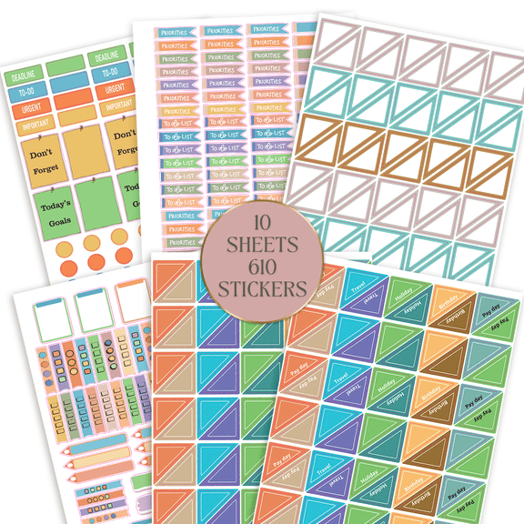 StriveZen Productivity Planner Stickers for Organization and Motivation, Write-on Calendar Stickers, 10 Sheets, 610 Count