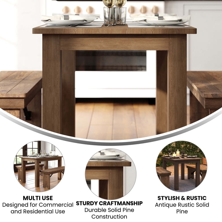 Merrick Lane Jessamine 46" Rectangular Farm Dining Table photo 4