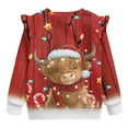 thumbnail image 6 of Yuyamidu Toddler Christmas Sweatshirt Girls 1T-2T Cute Highland Cow Graphic Red Long Sleeve Ruffle Shoulder Crewneck Sweatshirts Pullover Tops Christmas Holiday Outfits Soft & Lightweight, 6 of 8