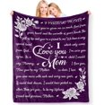 thumbnail image 1 of LHSHID Gifts for Mom Blanket I Love You Mom Gifts from Daughter Son for Mother Unique Birthday Mothers Day Thanksgiving Gifts for Mom Double Sided Printed Blanket Purple 40"x50", 1 of 4