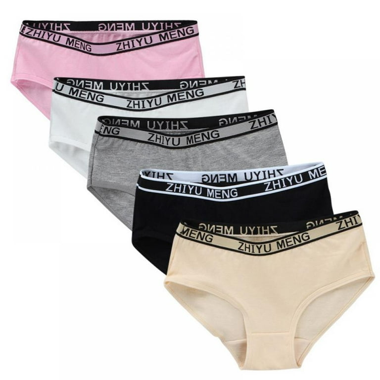 GYRATEDREAM Big Girls' Underwear Teens Contrasting Color Cotton Briefs  Panties 10-14 Years 5 Pack