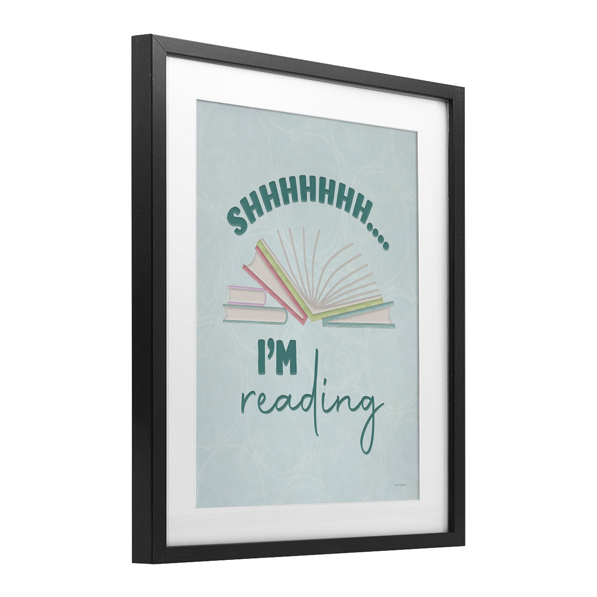 Stupell Industries Shhh I'm Reading Black Framed Print Under Glass, design by Seven Trees Design