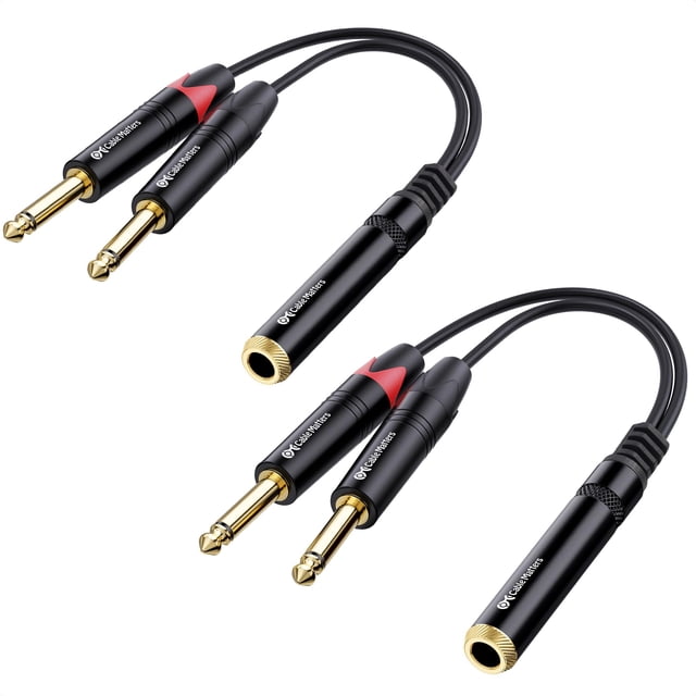 Cable divisor de audio Cable Matters, paquete de 2 unidades, 1/4 TRS a Dual TS