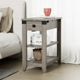 thumbnail image 5 of Narrow End Table with Charging Station, Wood Flip Top Side Table for Living Room Bedroom, Farmhouse Gray, 5 of 7