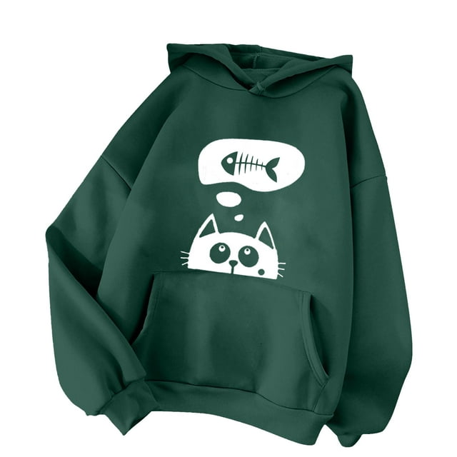 VBARHMQRT Chandail à Capuchon Camouflage à Fermeture Éclair Décontracté Mignon à Imprimé de Chat Chandails à Capuchon pour Femmes Adolescentes Automne Hiver à Capuche Manches Longues Chandail Molletonné Automne