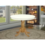 East West Furniture Antique 36" Round Wood Dining Table in Linen White/Oak