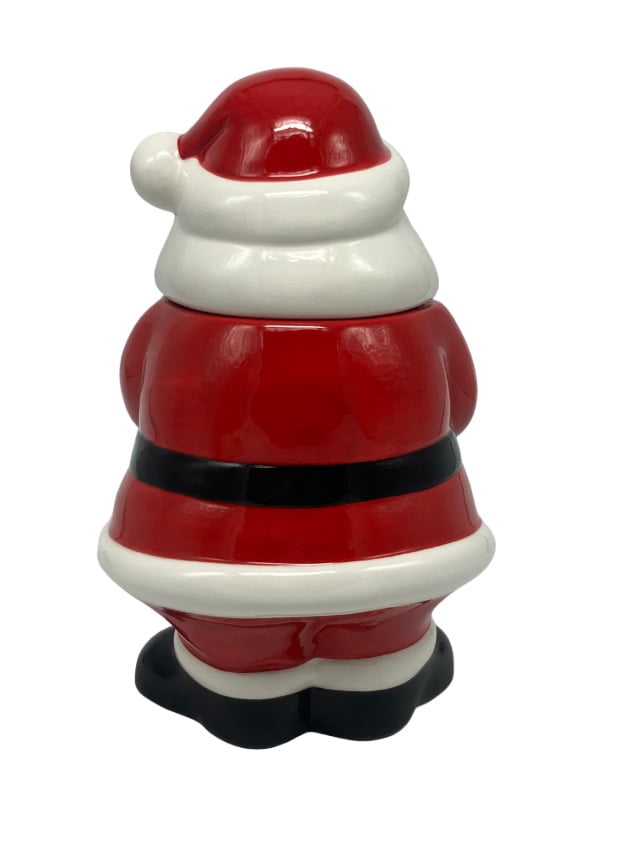 Holiday Time 55-Oz Santa Glazed Earthenware Ceramic Treat Jar with Lid, Multicolor