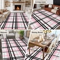 thumbnail image 6 of 8x10 Area Rugs, Pink Black Plaid Non-Skid Rubber Backing Large Rectangle Rugs - Living Room Bedroom Home Office, Farmhouse Pink Black Checkered Indoor Floor Mat Carpets Washable Rug, 6 of 9