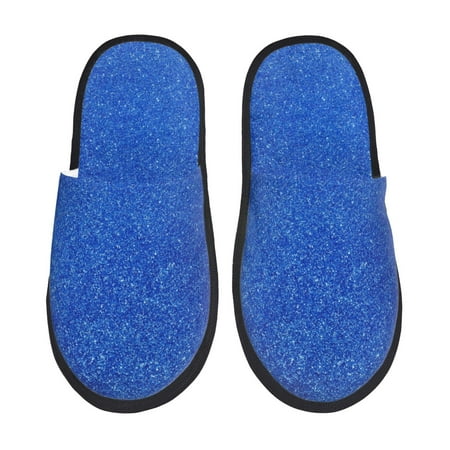 

Honeii Blue Glitter print Slippers Memory Foam House Bedroom Slippers for Women and Men Fuzzy Plush Comfy Faux Fur Lined Slide Shoes-Large