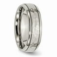 thumbnail image 4 of Solid Titanium 7mm Grooved Edge Hammered and Wedding Band Ring Comfort-Fit Size 8, 4 of 7