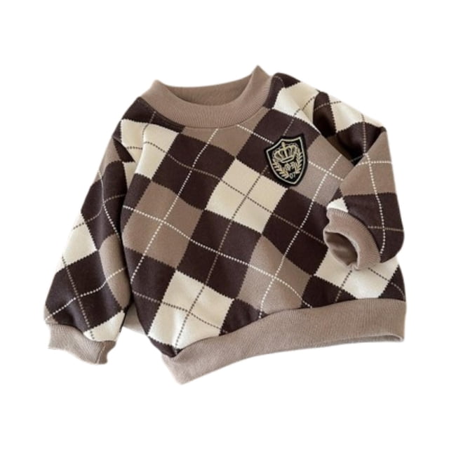 Suéter para niños pequeños, ropa lavable para otoño e invierno, conjuntos de invierno de manga larga para niños Marrón oscuro