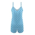 thumbnail image 2 of ZAITUBLES Women Casual Shorts Jumpsuits Summer Sleeveless Romper Adjustable Spaghetti Strap Loose Playsuit with Front Pockets, Soft Travel Lounge Wear, Light Blue Polka Dot Print, Size S, 2 of 6