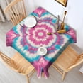 thumbnail image 2 of Pink Blue Tie Dye Mandala Square Tablecloth,Waterproof Square Table Cover,Wipeable Spillproof Washable Table Cover for Home Kitchen Party Decor 42"X42"(107x107cm), 2 of 6