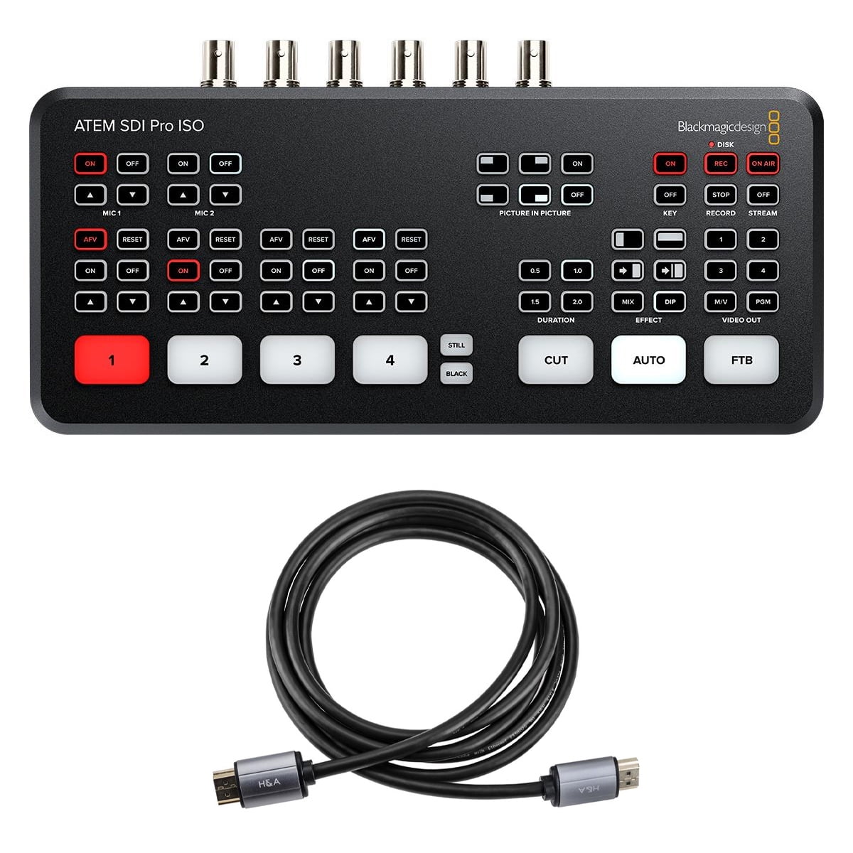 Blackmagic Design ATEM SDI Pro ISO Live Production Switcher, Bundle with Gold Series 6' HDMI 2.0 Cable with Ethernet