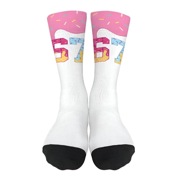 TELOLY Ice Cream Drip Meme Funny Funny Number Half Calf Sock for Mom Funny Creams Drips Baseball Socks Pink Funny Sock