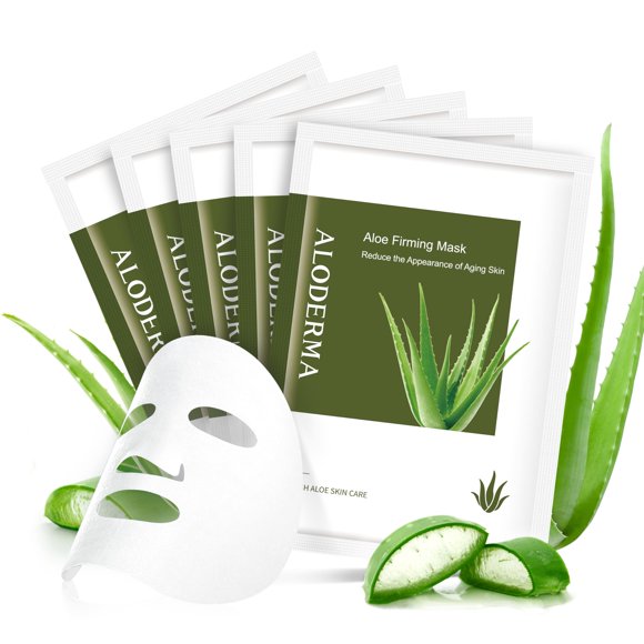 Mascarillas reafirmantes Aloderma con 89% de aloe vera orgánico, 5 unidades