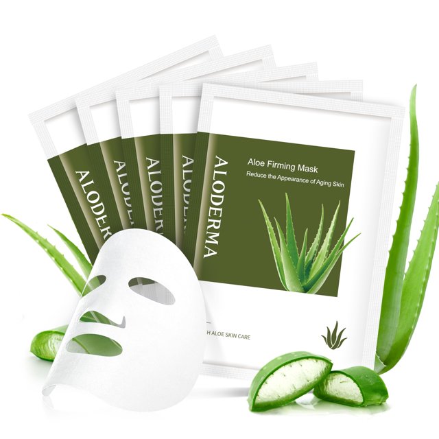 Mascarillas reafirmantes Aloderma con 89% de aloe vera orgánico, 5 unidades