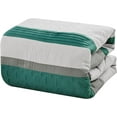 thumbnail image 4 of ESCA 7-Piece Hudel Green White Gray Pintuck & Real Quilting Comforter Bedding Set - OEKO-TEX Standard 100, Breathable, All Season, Soft & Lightweight -Queen Size, 4 of 4